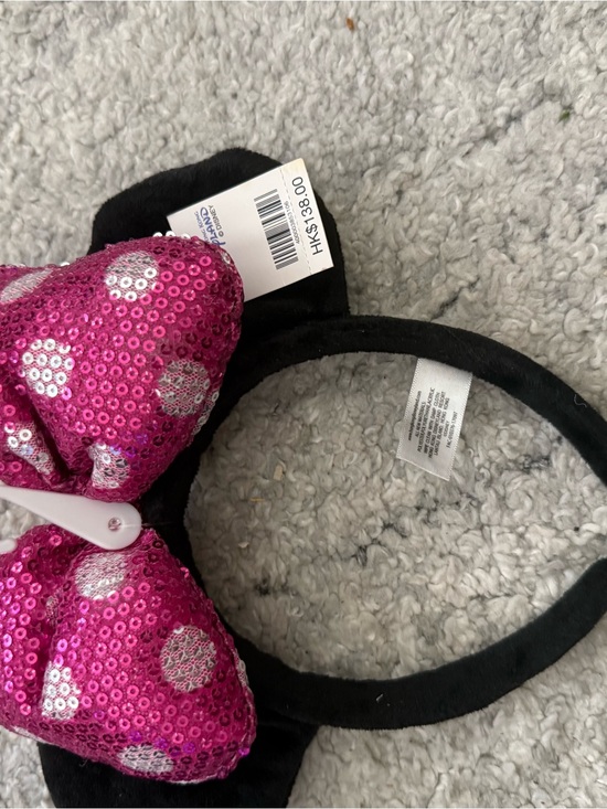 Disney Other - Hong Kong Disney Pink Sequin Polka Dot Bow Minnie Ear Headband - Black